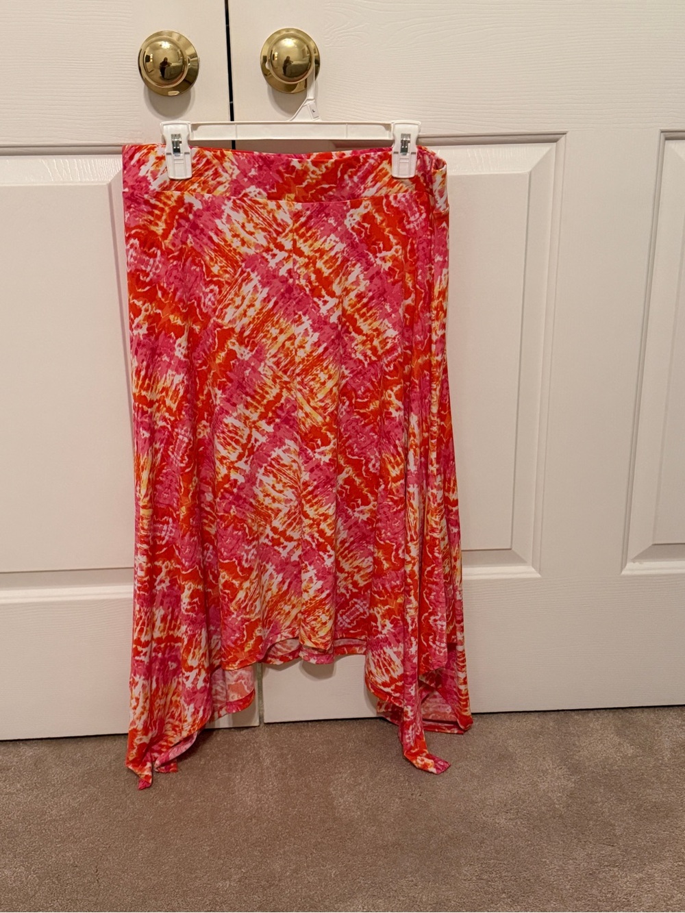 Ruby Rd. Pink & Orange Asymmetrical Printed Skirt